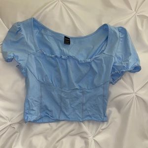 blue milkmaid crop top